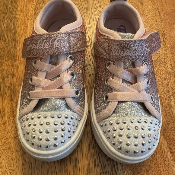Skechers Twinkle Toes Glitter Sneakers - Pink and Silver - Picture 1 of 2